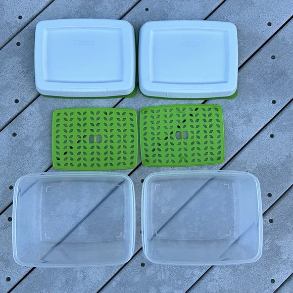Set 2 Rubbermaid Fresh Works Produce Savers Vegetables Storage Bins Refrigerator - Picture 6 of 15